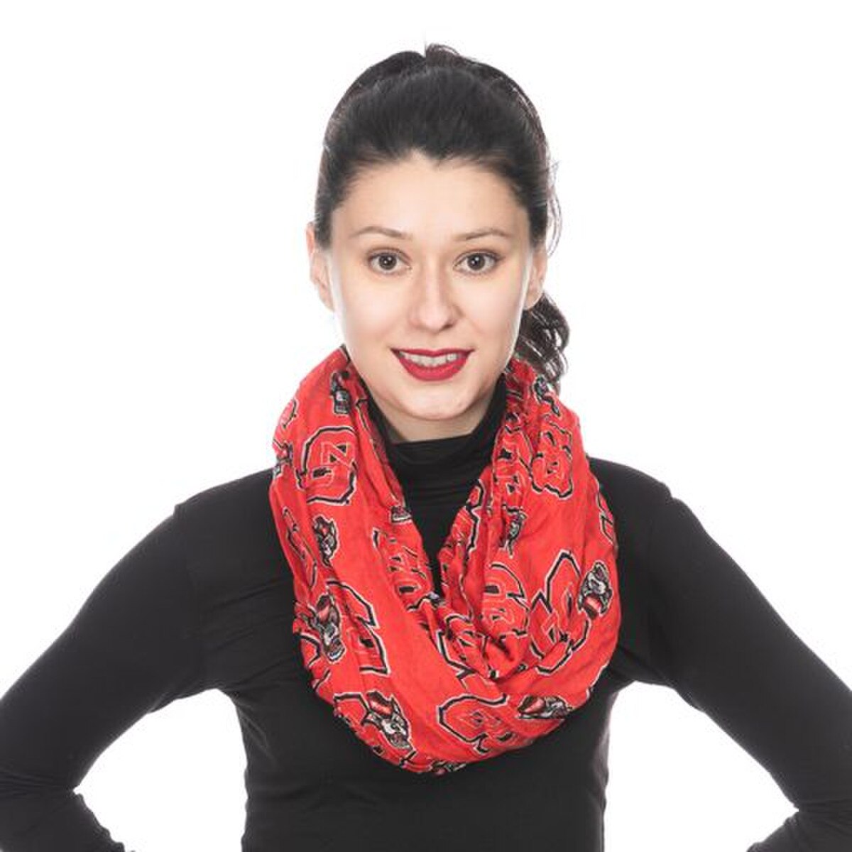 Infinity Scarf Red Tuffy Head and "